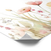 Dusty Pink Wild Flowers Baby shower Welkom Poster (Hoek)