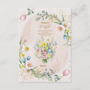 Dusty Pink Wildflower Baby in Bloom Diapper Raffle Informatiekaartje