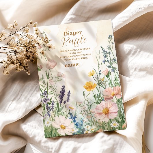 Dusty Pink Wildflower Baby in Bloom Diapper Raffle Informatiekaartje