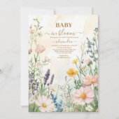 Dusty Pink Wildflower Baby in Bloom Girl Shower Kaart (Voorkant)