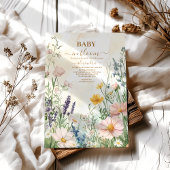Dusty Pink Wildflower Baby in Bloom Girl Shower Kaart