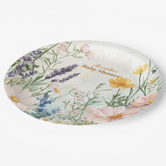 Dusty Pink Wildflower Baby in Bloom Papieren Bordje (Gekanteld)