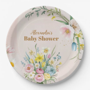 Dusty Pink Wildflower Baby in Bloom Papieren Bordje