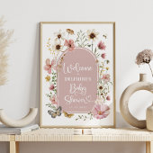 Dusty Pink Wildflower Baby in Bloom Shower Welkom Poster