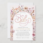 Dusty Pink Wildflower Baby shower Invitation – Ele Kaart (Voorkant)