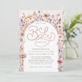Dusty Pink Wildflower Baby shower Invitation – Ele Kaart (Staand voorkant)