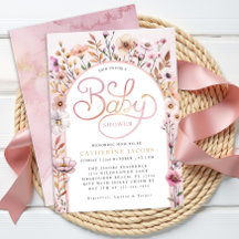 Dusty Pink Wildflower Baby shower Invitation – Ele