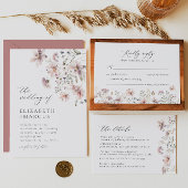 Dusty Pink Wildflower Bloemen Bruiloft RSVP Kaart