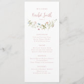 Dusty Pink Wildflower Boho Bruiloft Gast Naam Menu (Voorkant)