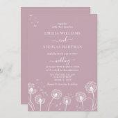 Dusty Pink Wildflower Boho Wedding Invitation Kaart (Voorkant / Achterkant)
