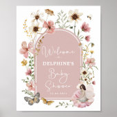 Dusty Pink Wildflower Fairy Baby shower Welkom Poster (Voorkant)