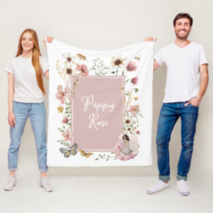 Dusty Pink Wildflower Fairy Prinses Baby Meisje Fleece Deken