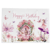 Dusty Pink Wildflower Fairy Verjaardagsfeest Groot Cadeauzakje (Achterkant)