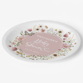 Dusty Pink Wildflower Garden Baby in Bloom Shower Papieren Bordje (Gekanteld)