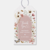 Dusty Pink Wildflower Garden Baby shower Favoriete Cadeaulabel (Voorkant)