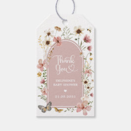 Dusty Pink Wildflower Garden Baby shower Favoriete Cadeaulabel