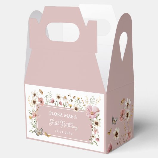 Dusty Pink Wildflower Garden Tea Party Verjaardag Bedankdoosjes (Geopend)