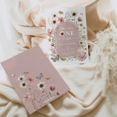 Dusty Pink Wildflower Miss Onederful 1e Verjaardag Kaart