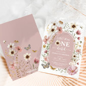 Dusty Pink Wildflower Miss Onederful 1e Verjaardag Kaart
