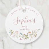 Dusty Pink Wildflower Rustic Boho Verjaardag Bedankjes Labels (Voorkant)