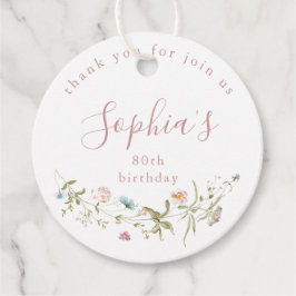 Dusty Pink Wildflower Rustic Boho Verjaardag Bedankjes Labels