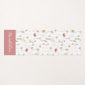 Dusty Pink Wildflower Watercolor Monogram Name Yogamat (Voorkant (horizontaal))