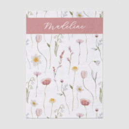 Dusty Pink Wildflower Watercolor Monogram Tissuepapier