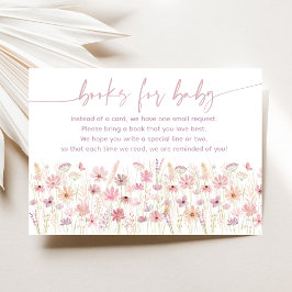 Dusty Pink Wildflowers Baby shower Boek Verzoek Informatiekaartje