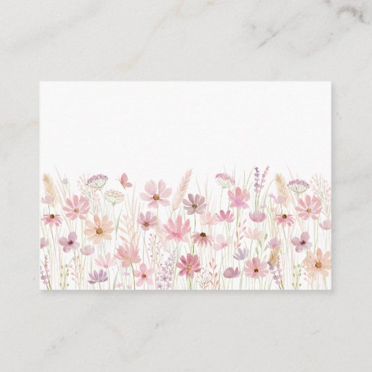 Dusty Pink Wildflowers Baby shower Luier Raffle Informatiekaartje (Achterkant)