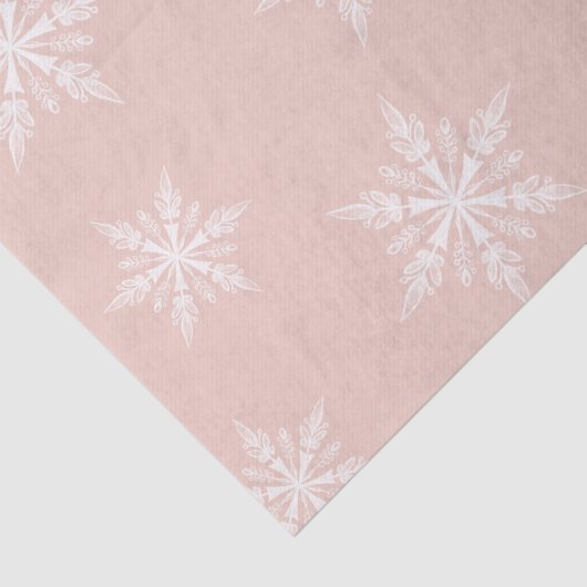 Dusty Pink Winter Holiday Snowflakes Tissuepapier (Detail)