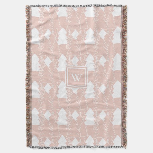 Dusty Pink Winter Wonderland met monogram Deken (Voorkant Verticaal)