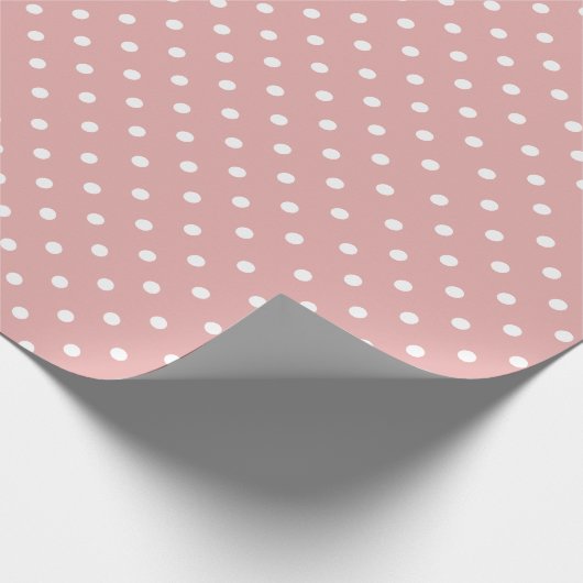 Dusty Pink | Wit Polka Dot inpakpapier (Hoek)