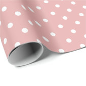 Dusty Pink | Wit Polka Dot inpakpapier (Rol Hoek)