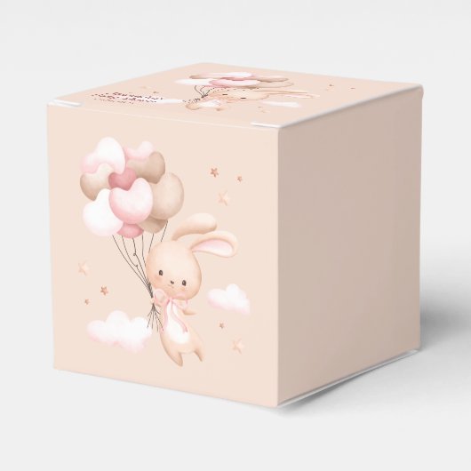 Dusty Pink Woodland Bunny Baby shower Bedankdoosjes (Voorkant Zijde)