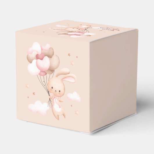 Dusty Pink Woodland Bunny Baby shower Bedankdoosjes (Achterkant)
