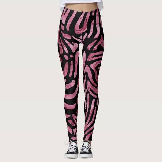 Dusty Pink Zebra Straprs Leggings (Voorkant)