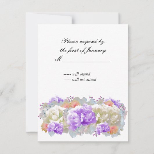 Dusty Plum and Abriot Peonies Reply Kaart (Voorkant)
