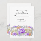 Dusty Plum and Abriot Peonies Reply Kaart (Voorkant / Achterkant)