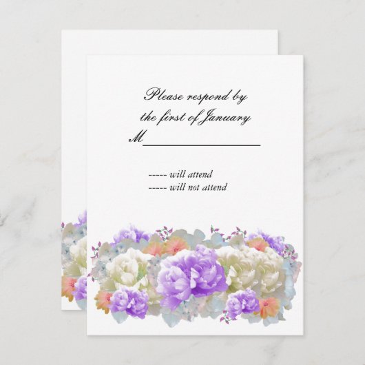 Dusty Plum and Abriot Peonies Reply Kaart (Voorkant / Achterkant)