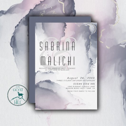 Dusty Plum Blush Pewter Fluid Alcohol Inkt Kaart