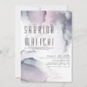 Dusty Plum Blush Pewter Fluid Alcohol Invitati Kaart (Voorkant)