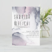 Dusty Plum Blush Pewter Fluid Alcohol Invitati Kaart (Staand voorkant)