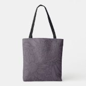 Dusty Plum Chrysanthemums Line Drawing with Name Tote Bag (Achterkant)