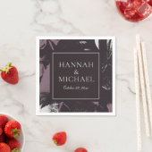 Dusty Plum Eggplant Abstract Floral Wedding Servet (Insitu)