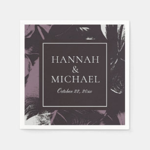 Dusty Plum Eggplant Abstract Floral Wedding Servet