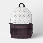Dusty Plum en Tawny Polka Dot Design met Naam Bedrukte Rugzak (Voorkant)