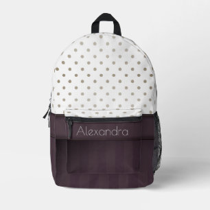 Dusty Plum en Tawny Polka Dot Design met Naam Bedrukte Rugzak