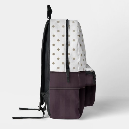 Dusty Plum en Tawny Polka Dot Design met Naam Bedrukte Rugzak (Links)