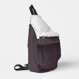 Dusty Plum en Tawny Polka Dot Design met Naam Sling Bag