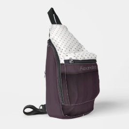 Dusty Plum en Tawny Polka Dot Design met Naam Sling Bag